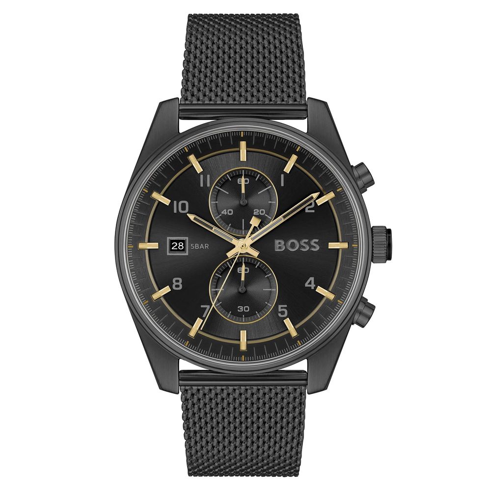 Hugo Boss Schwarze Edelstahl-Dress-Watch